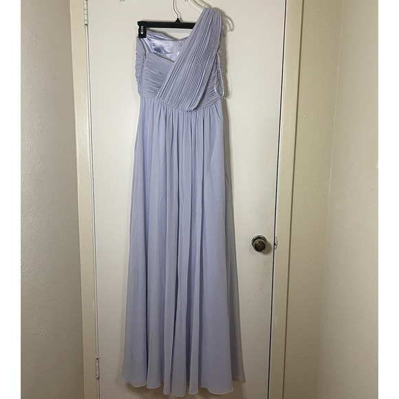 Ted Baker FINELLA One shoulder maxi bridesmaid dress chiffon light blue gown 2 - Picture 12 of 12